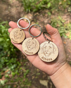 Personalised Circle Wooden Dog Engraved Keyring