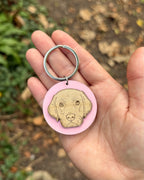 Personalised 3D Wooden Dog Portrait Engraved Keyring
