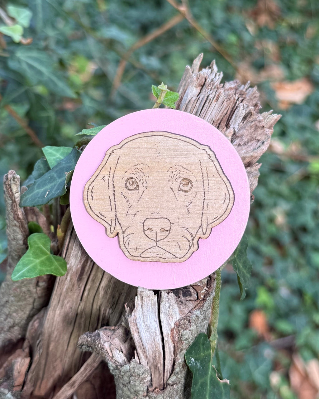 Personalised 3D Wooden Dog Portrait Engraved Magnet