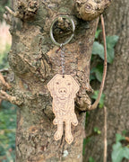 Personalised Custom Shape Wooden Full Body Dog Portrait Engraved Keyring