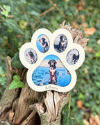 Personalised Wooden Paw Print Collage Dog Photo Frame Magnet