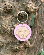 Personalised 3D Wooden Dog Portrait Engraved Keyring